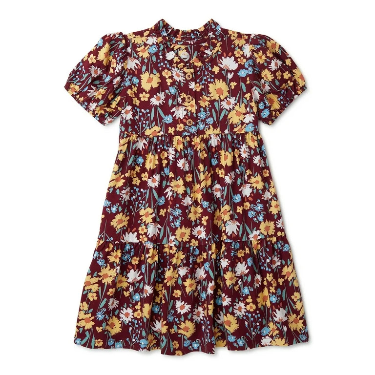 Wonder Nation Baby and Toddler Girls Short Sleeve Woven Dress, Sizes 12M - 5T | Walmart (US)