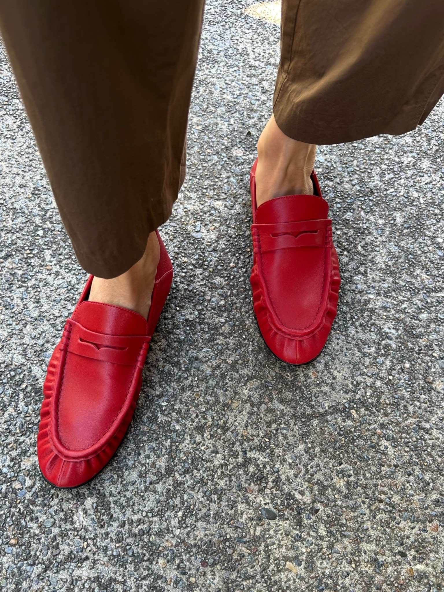 The comfiest, soft, genuine leather loafers. I sized up half to a 10 in these. Also the perfect shade of red!

#LTKSaleAlert