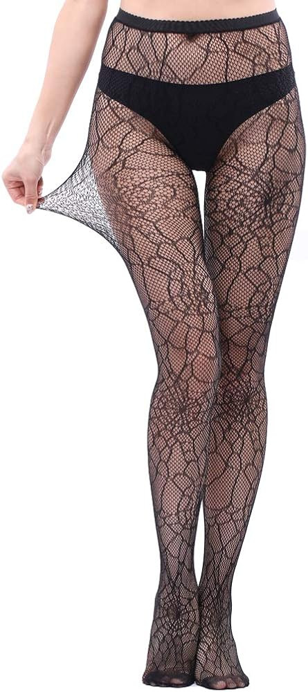 WEANMIX Fishnet Stockings Lace Patterned Tights High Waist Pantyhose Fishnets for Women | Amazon (US)