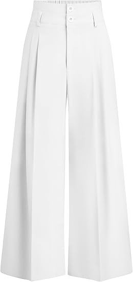 PRETTYGARDEN Womens Spring Wide Leg Palazzo Pants 2026 Trendy Loose Button High Waist Pleated Wor... | Amazon (US)