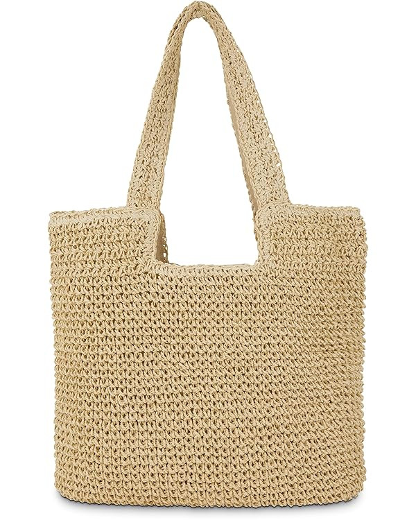 Straw Beach Tote Bag: Large Summer Boho Woven Bags - Rattan Handmade Shoulder Handbags for Women | Amazon (US)