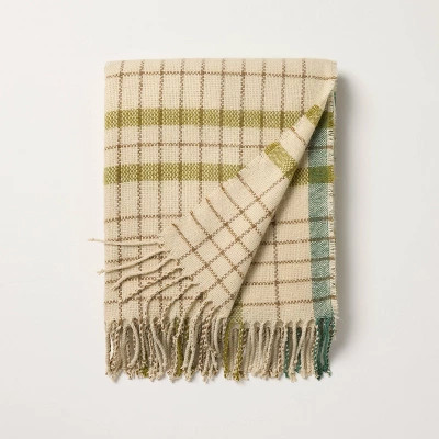 Plaid Lightweight Throw Blanket Green - Hearth & Hand™ with Magnolia | Target