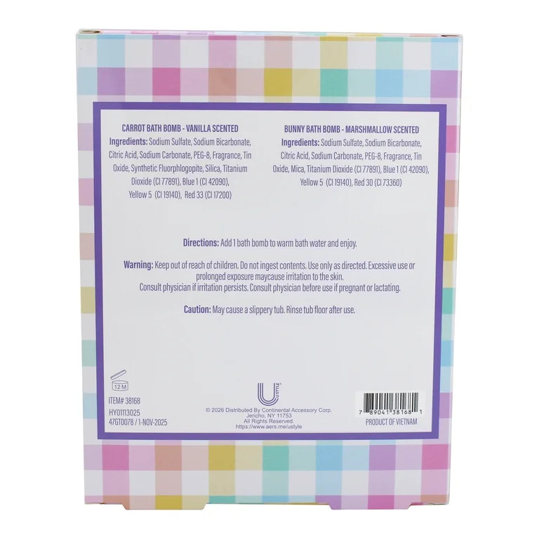 U Style Easter Scented Bath Fizzies 4-Pack Blue Bunnies and Orange Carrots | Walmart (US)