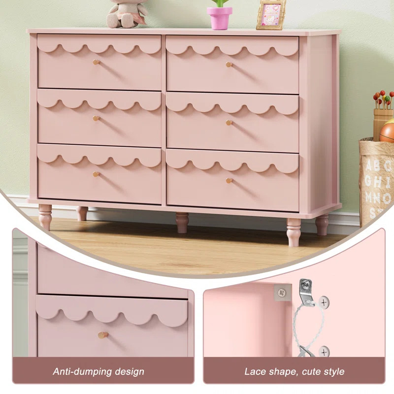 Dorlan 6 Drawer 43.1" W Laced Dresser | Wayfair North America