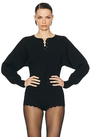Helsa Elvira Cardigan in Black - Black. Size XS (also in ). | FWRD 