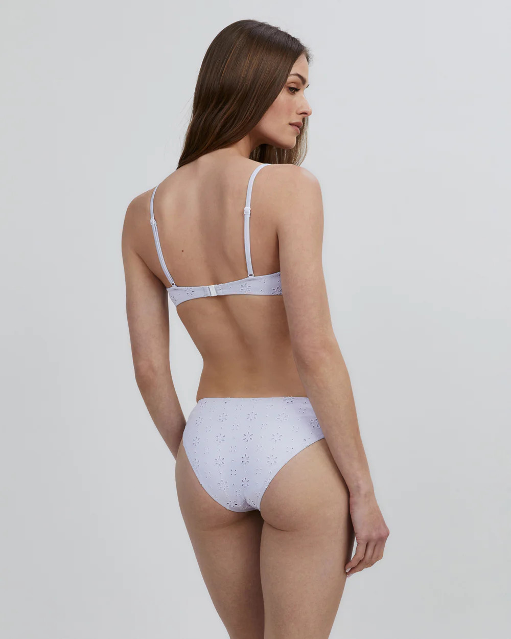 The Daphne Eyelet Bikini Bottom in Lilac Pastel | Solid & Striped