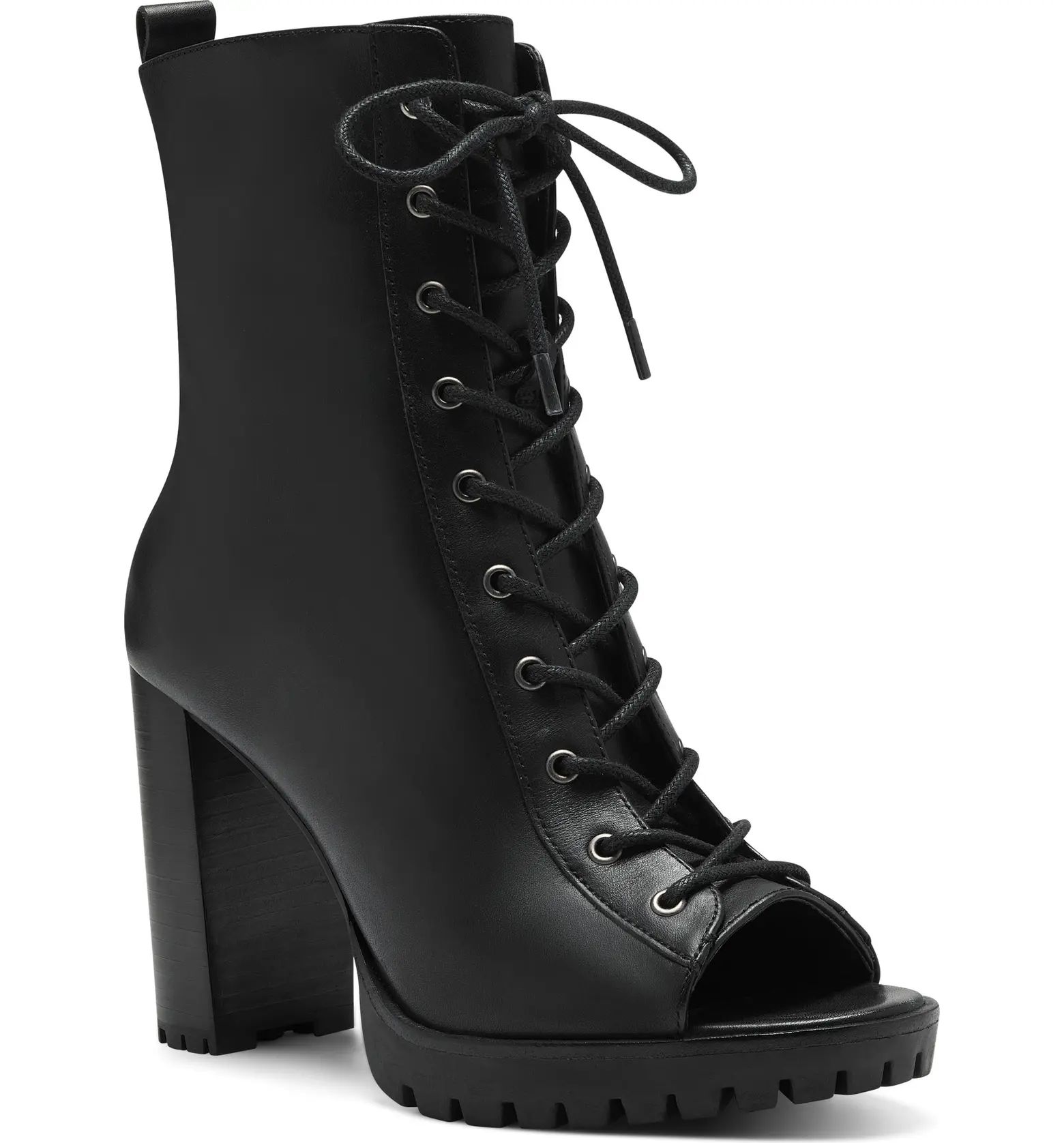 Vince Camuto Hemmy Peep Toe Lace-Up Boot | Nordstrom | Nordstrom