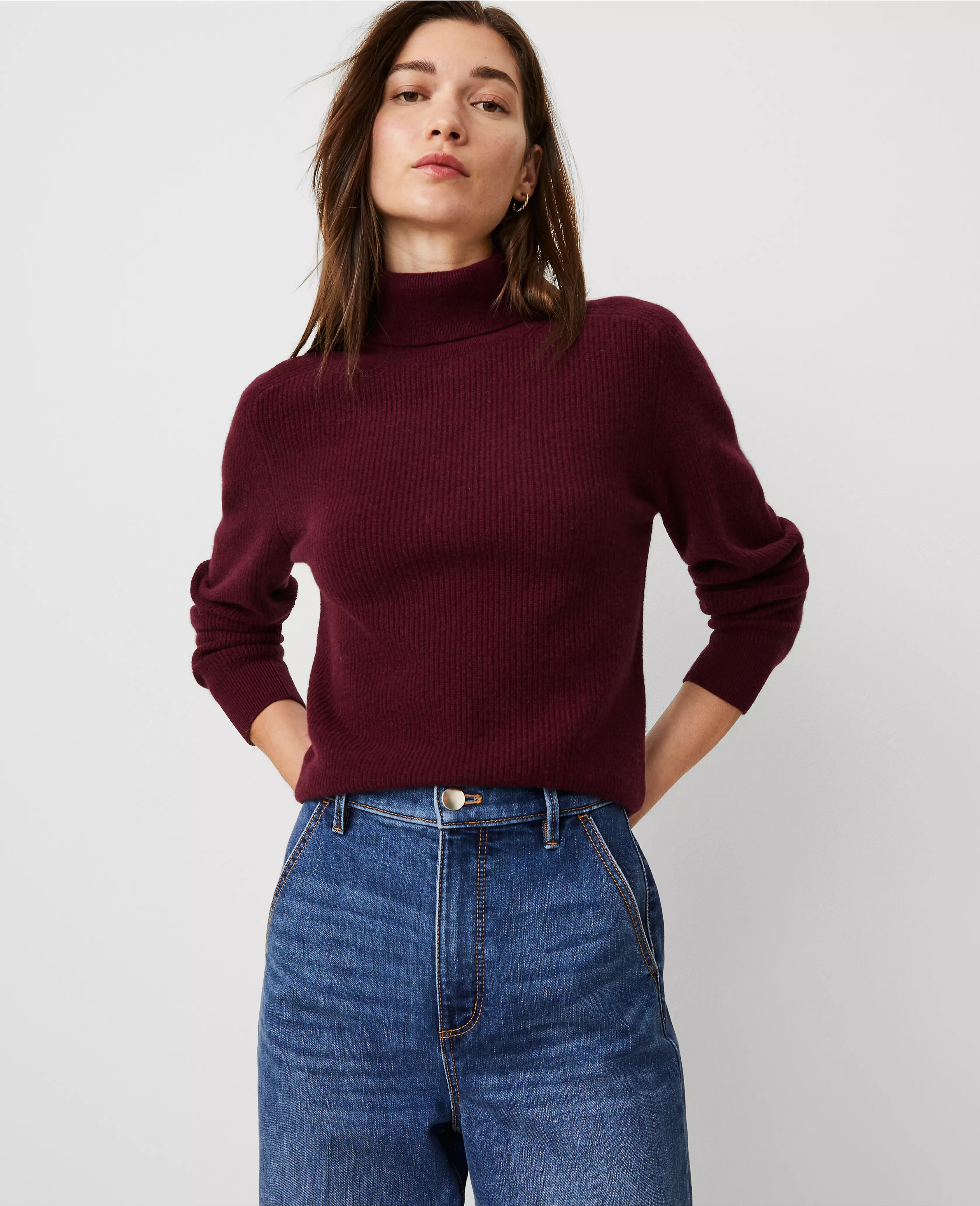 Cashmere Ribbed Turtleneck Sweater | Ann Taylor