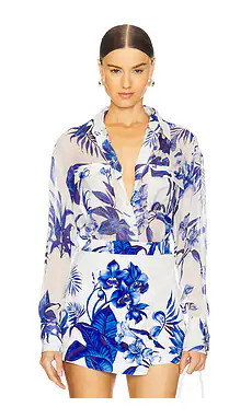 ROCOCO SAND Top in White & Blue from Revolve.com | Revolve Clothing (Global)