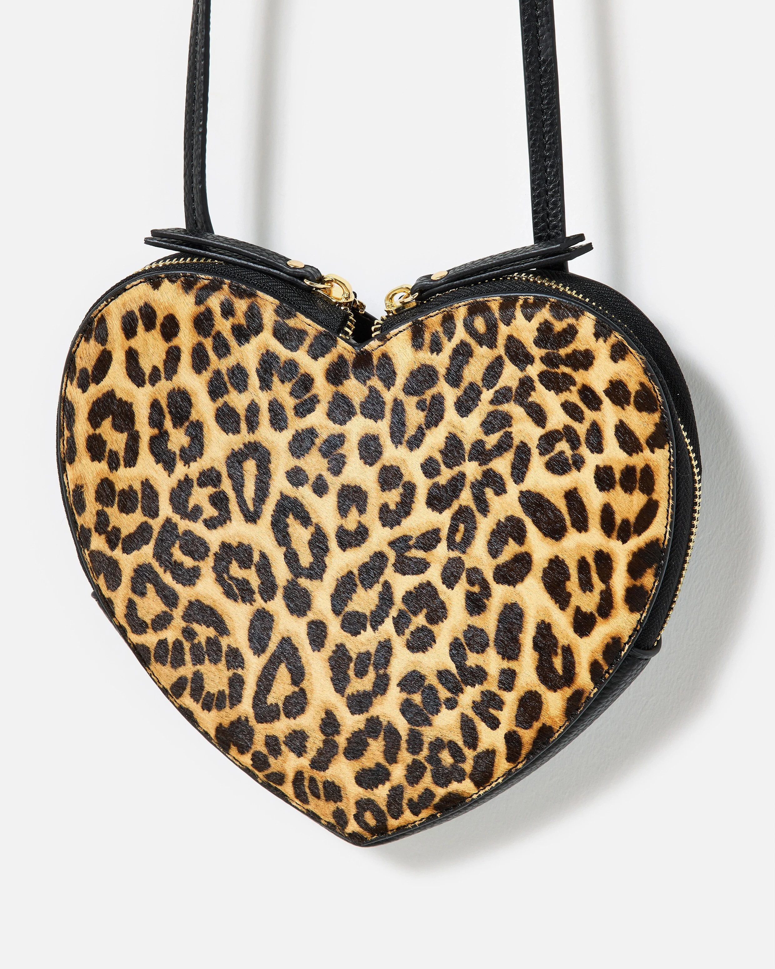 Augusta Textured Leopard Print Heart Crossbody Bag | Oliver Bonas | Oliver Bonas (Global)