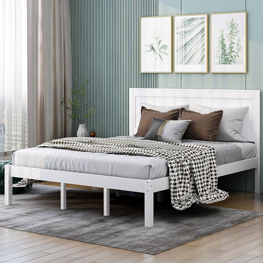 Merax Wood Platform Bed with Headboard, Platform Bed with Wood Slat Support, No Box Spring Needed... | Amazon (US)