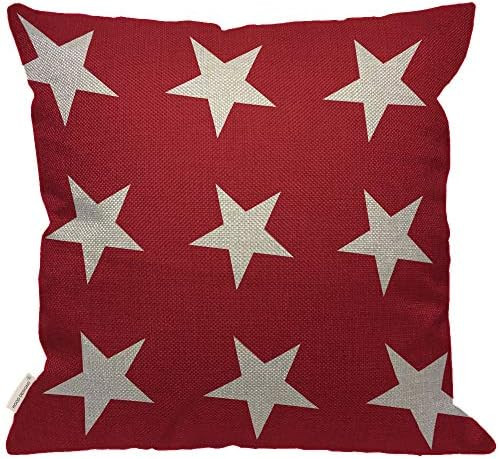HGOD DESIGNS White Star Throw Pillow Cover,Abstract USA Star Design on The Red Background Burlap ... | Amazon (US)