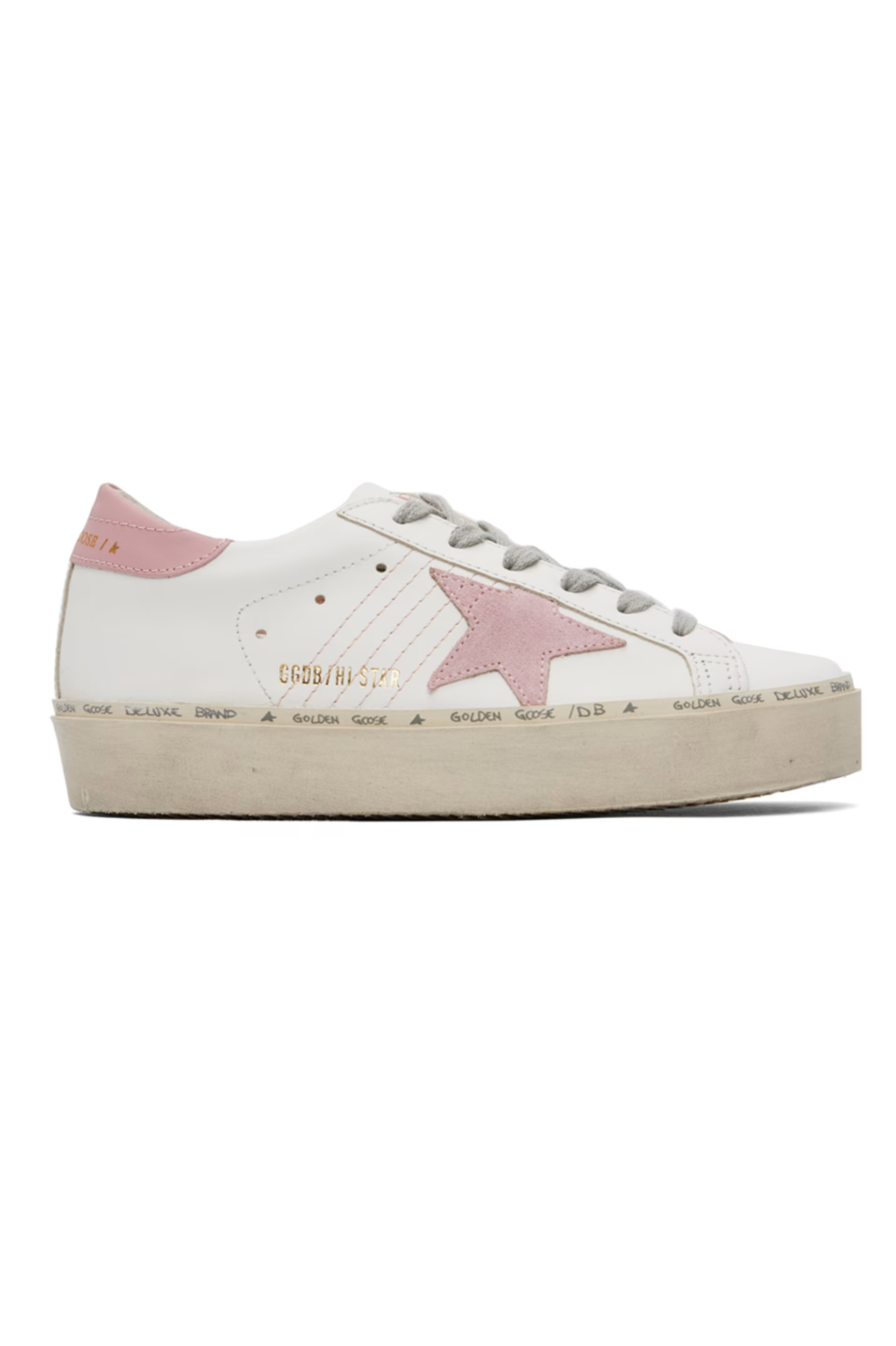Golden Goose - White & Pink Hi Star Sneakers | SSENSE
