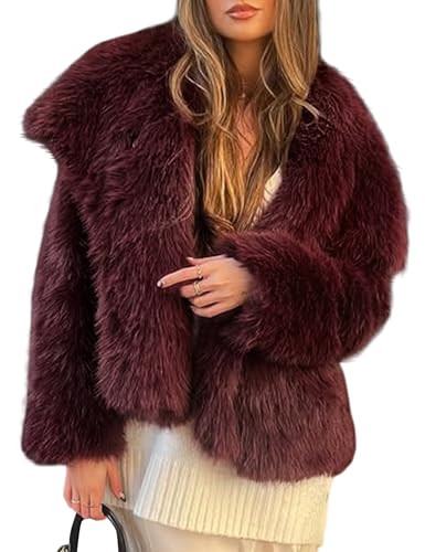 Yimoon Womens Faux Fur Coat Lapel Open Front Fluffy Shaggy Jacket Winter Warm Furry Overcoat | Amazon (US)
