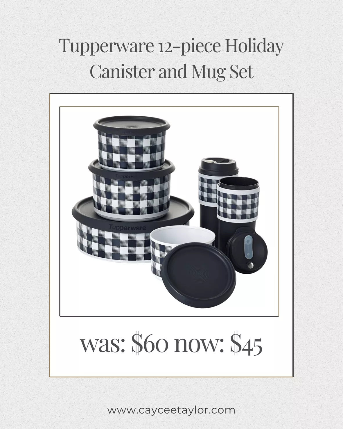 Tupperware 12piece Holiday Canister and Mug Set 