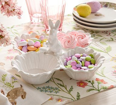 Floral Bunny Stoneware Multi-Condiment Server | Pottery Barn (US)