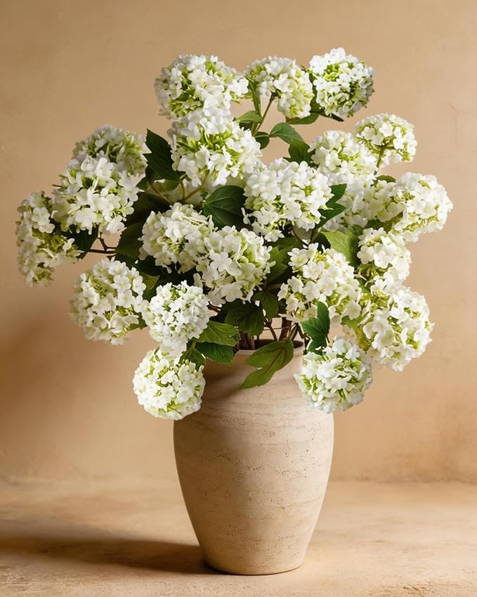 Amazon.com: Florispera 6 Pcs Hydrangea Artificial Flowers - 32" & 26" Faux Long Stem with 24 Real... | Amazon (US)