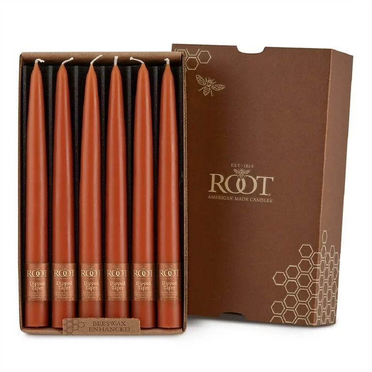 Root Candles Unscented Hand-Dipped 9-Inch Taper Candles, Rust, box of 12 ea. - Walmart.com | Walmart (US)