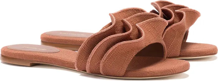 Larroudé Ivy Ruffle Raffia Slide Sandal (Women) | Nordstrom | Nordstrom