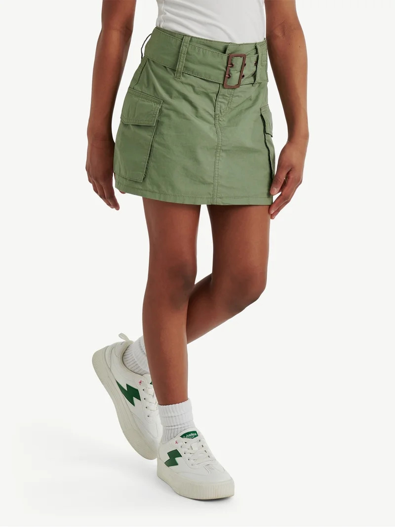 Justice Girls Cargo Skirt with Belt, Sizes 6-18, Slim & Plus | Walmart (US)