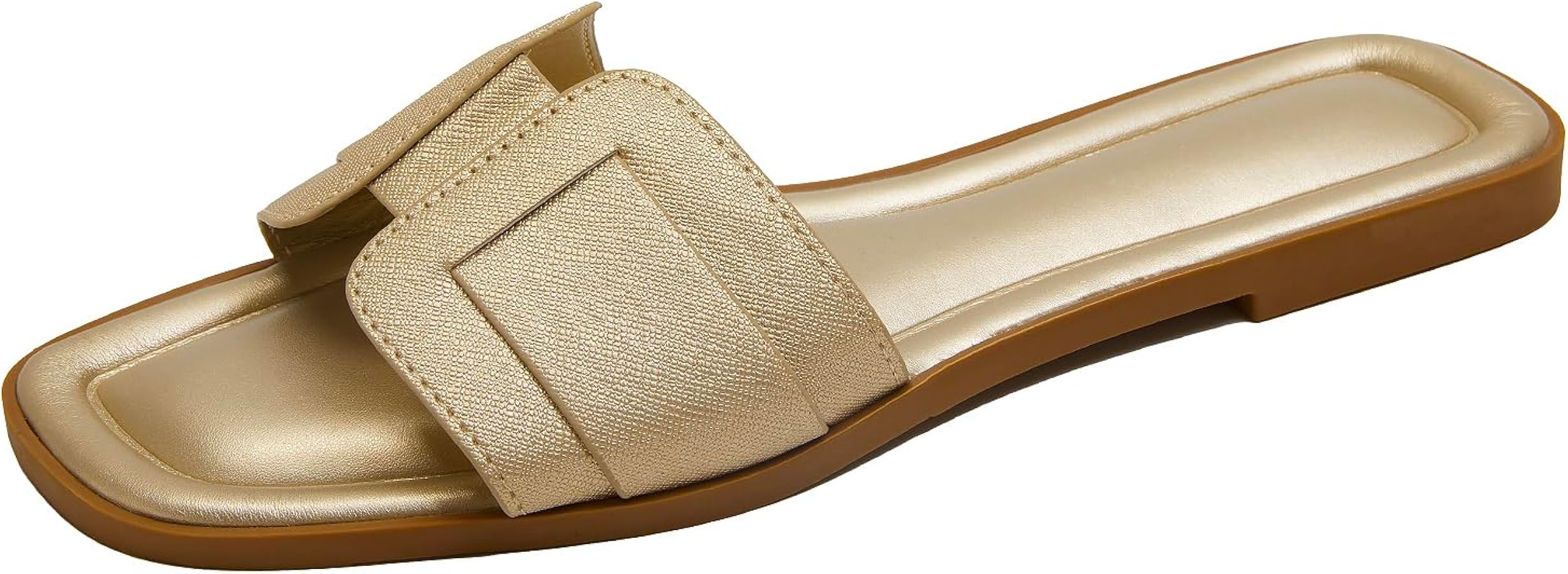 Stratuxx Kaze Womens Flat Sandals Flat Slide Sandals Metallic Flats Sandals | Amazon (US)