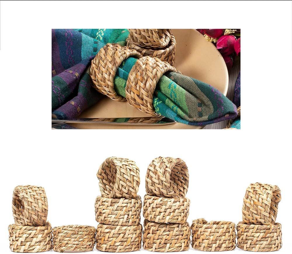 Light & Pro Natural Sea Grass Decorative Napkin Rings Set of 12, Serviette Napkin Rings Bulk for ... | Amazon (US)