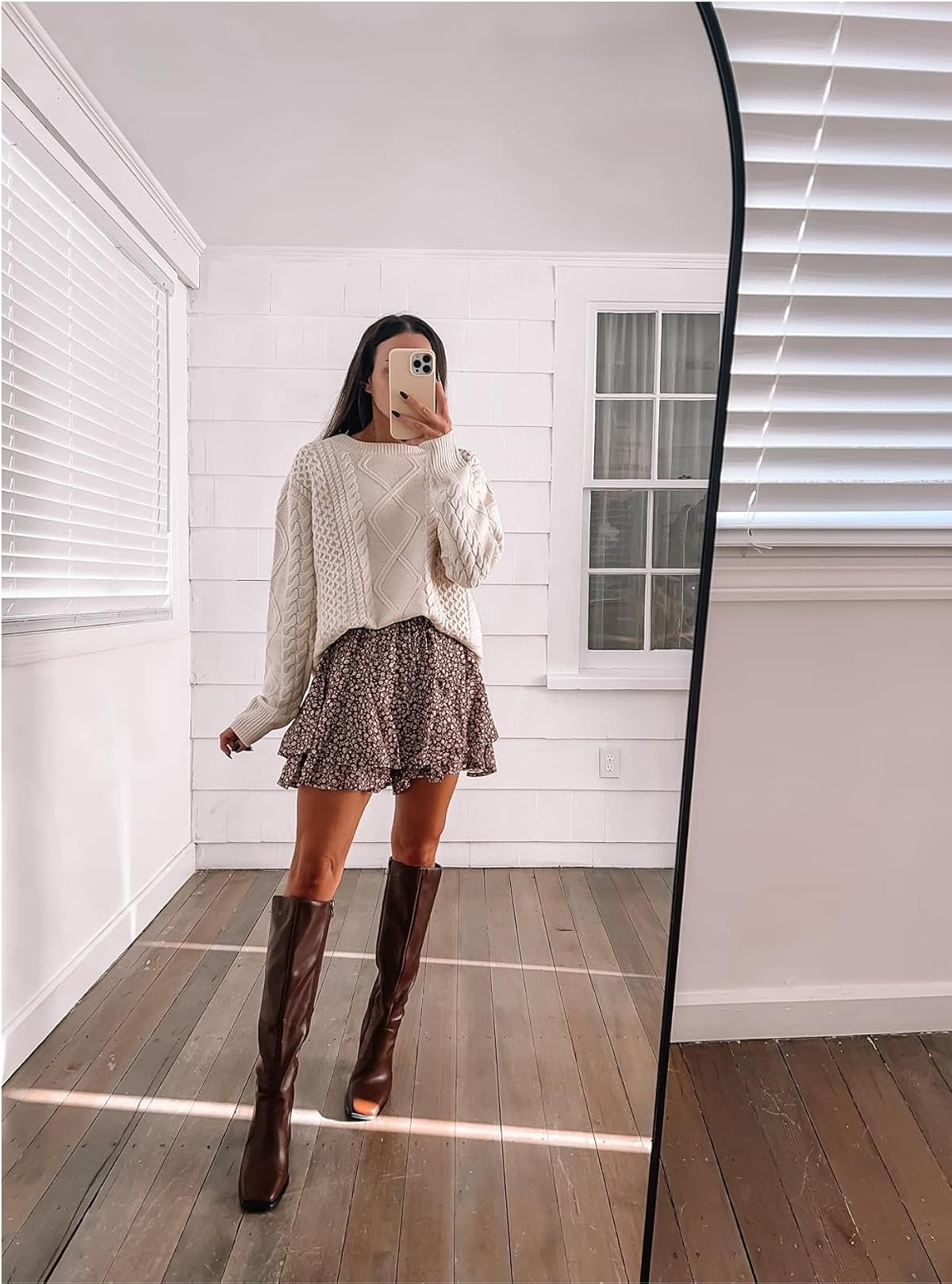Thanksgiving / fall outfit- sweater in S, skort in S, boots true to size 

 #LTKSeasonal