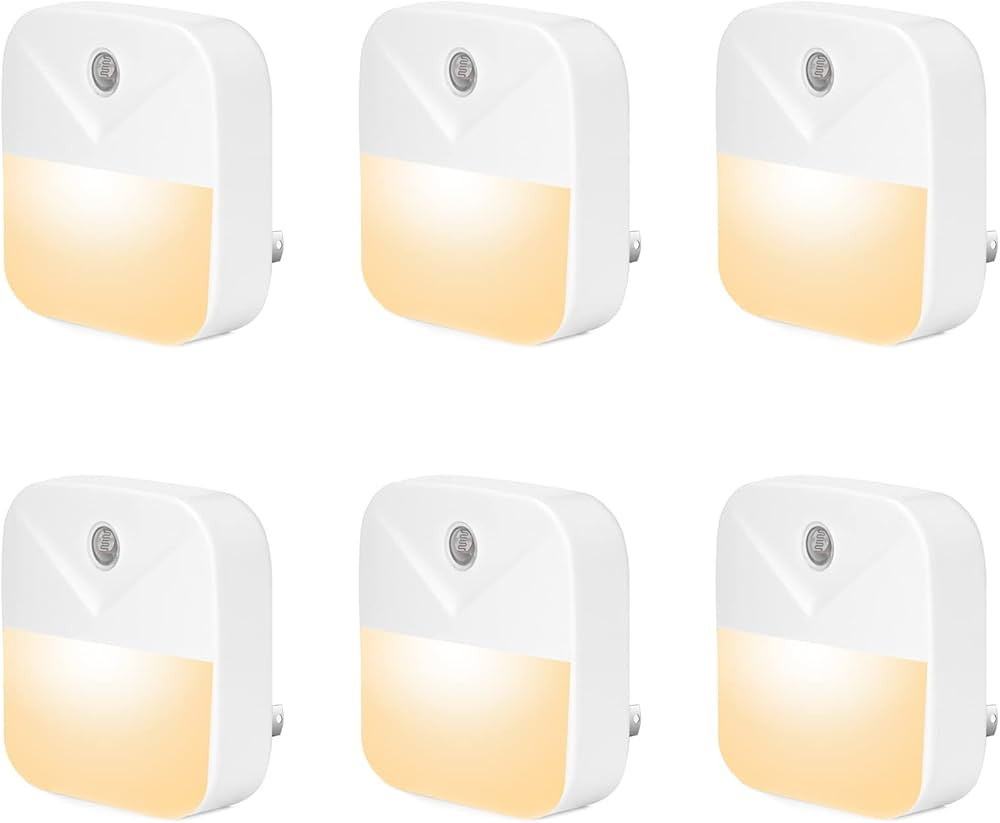 6 Pack Night Light Plug in, Warm White LED Nightlights with Smart Dusk to Dawn Sensor, Plug into ... | Amazon (US)
