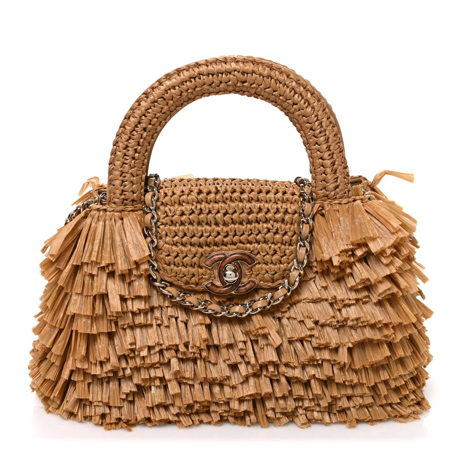 Chanel Raffia Fringe Nano Kelly Shopper Dark Beige 1935007 | FASHIONPHILE (US)