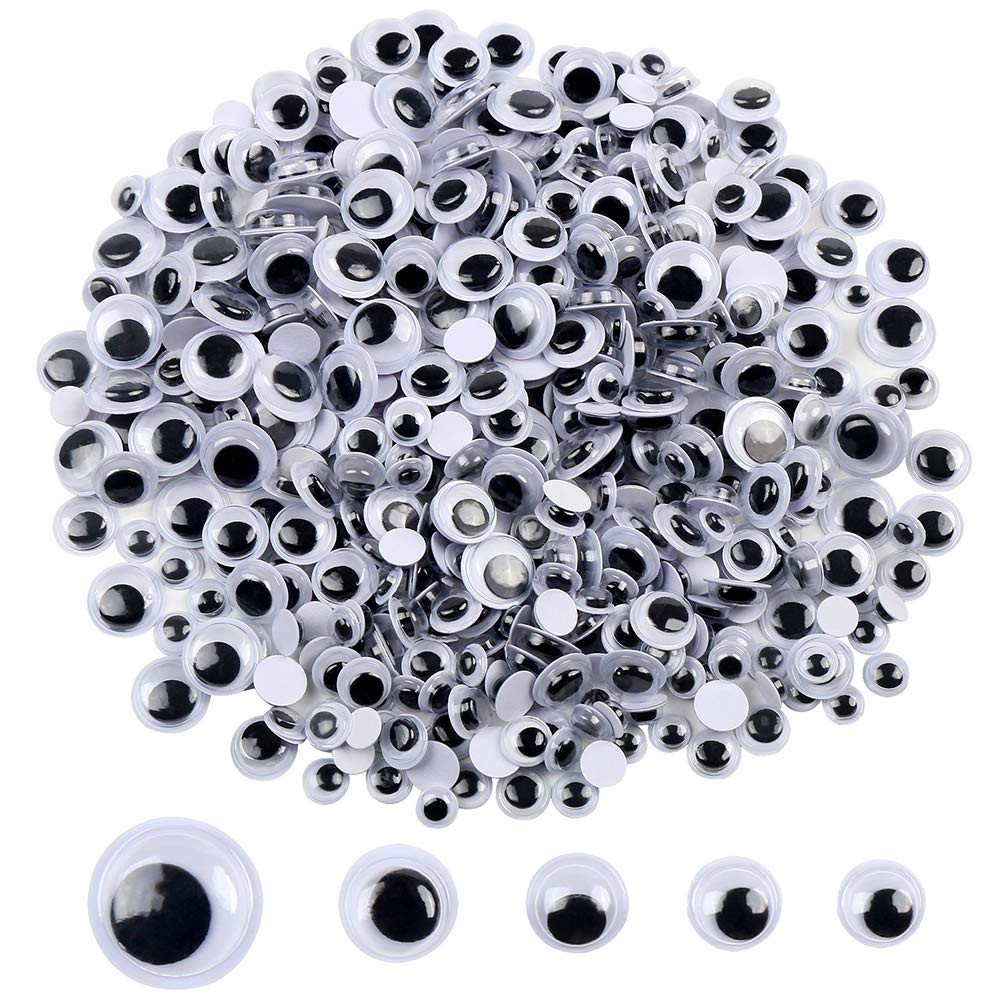 DECORA 500 Pieces 6mm -12mm Black Wiggle Googly Eyes with Self-Adhesive for Crafts Decorations | Amazon (US)
