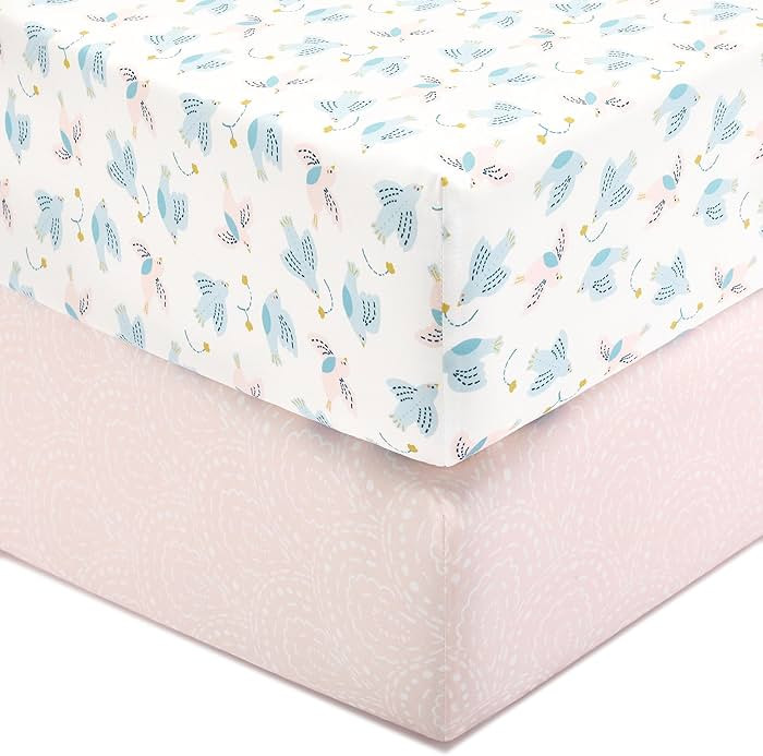 TILLYOU Baby Crib Sheets for Boys Girls, Fitted Crib Sheet 2 Pack for Standard Crib and Toddler M... | Amazon (US)