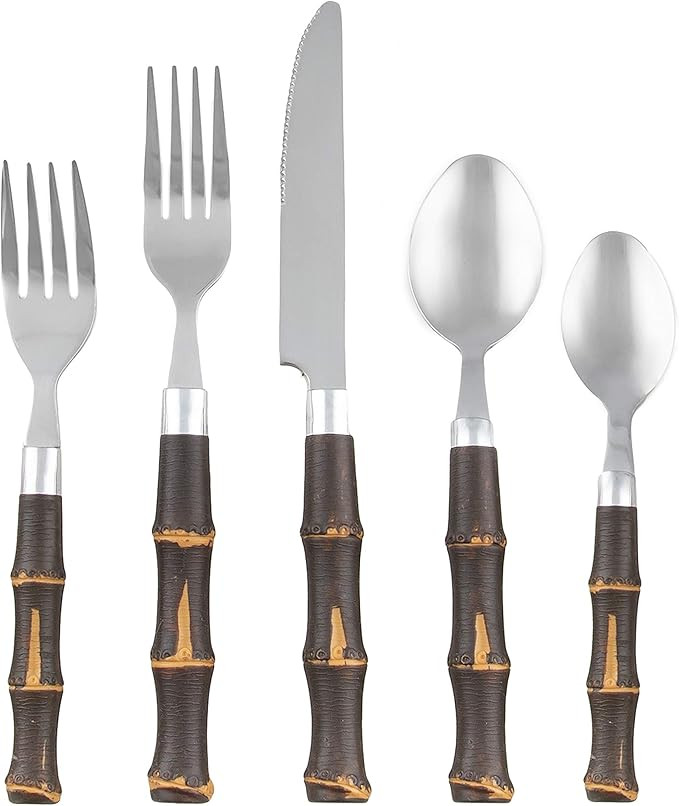 Cambridge Silversmiths 20-Piece Estelle Bamboo Flatware Set | Amazon (US)