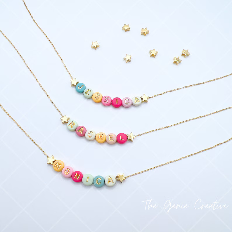 Kids Name Necklace Gift for Girls Name Necklace Colorful Beads Name Beads Necklace Kids Jewelry G... | Etsy (US)