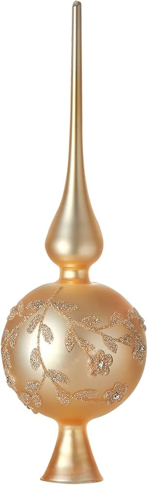 Glass Spherical Christmas Tree Topper Finial Christmas Ornaments with Carved Flowers Holiday Indo... | Amazon (US)
