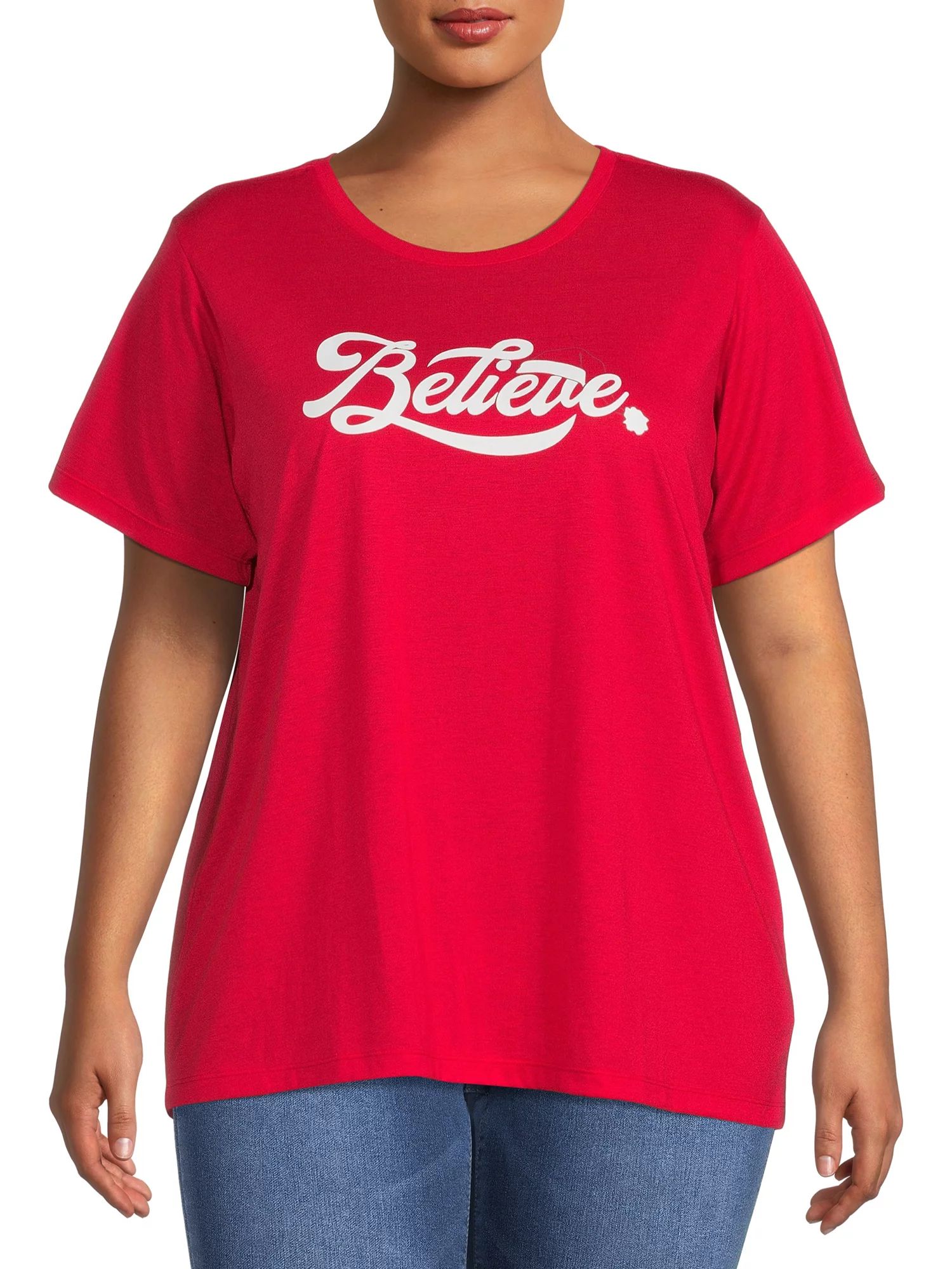 Holiday Time Womens's Christmas Just Belive Graphic Tee | Walmart (US)