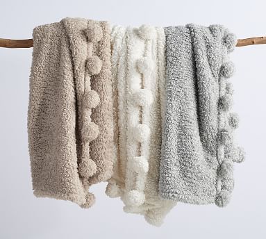 Cozy Pom Pom Sherpa Throws | Pottery Barn (US)