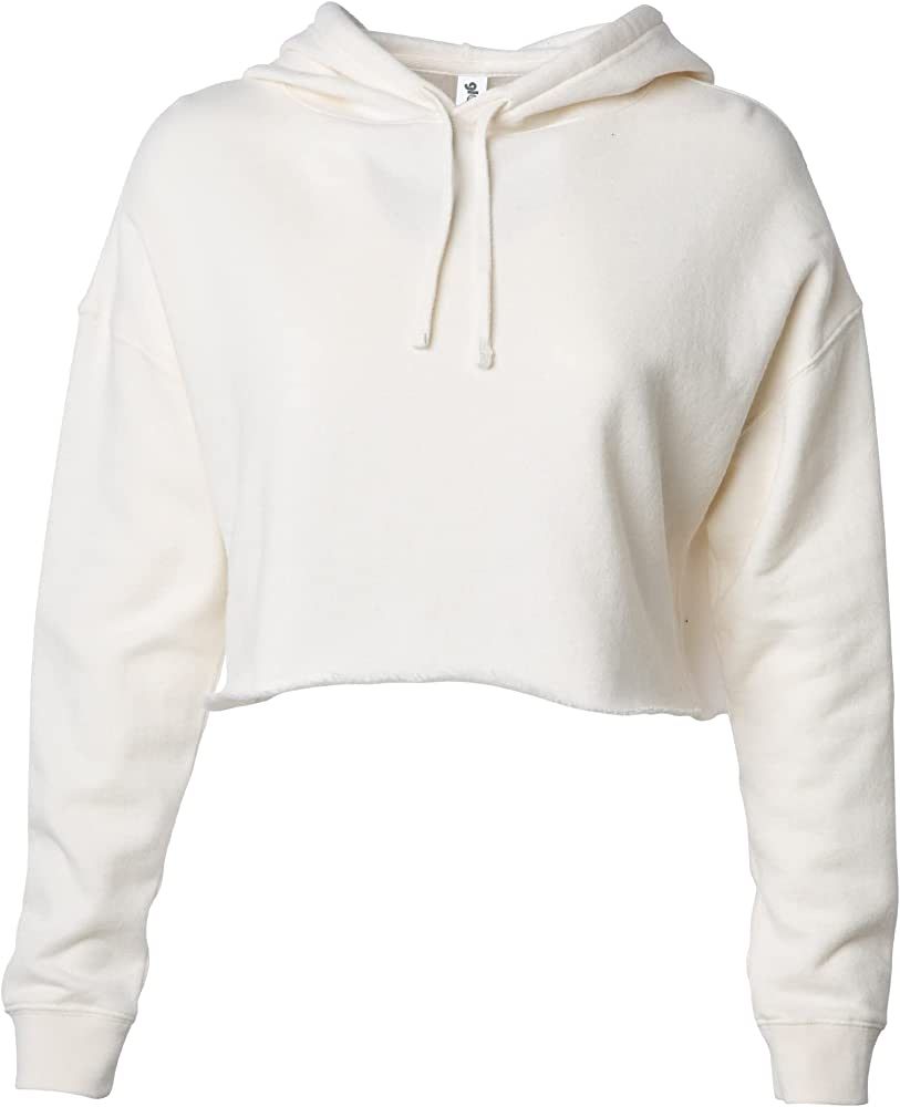 Global Blank Cropped Fleece Pullover Women's Sweatshirt, Long Sleeve Crop Top Hoodie, Bone, Small... | Amazon (US)