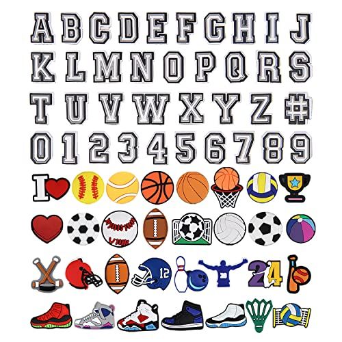 Letters Numbers and Sports Charms for Clog Shoe Decoration, Basketball Baseball Hockey Softball S... | Amazon (US)