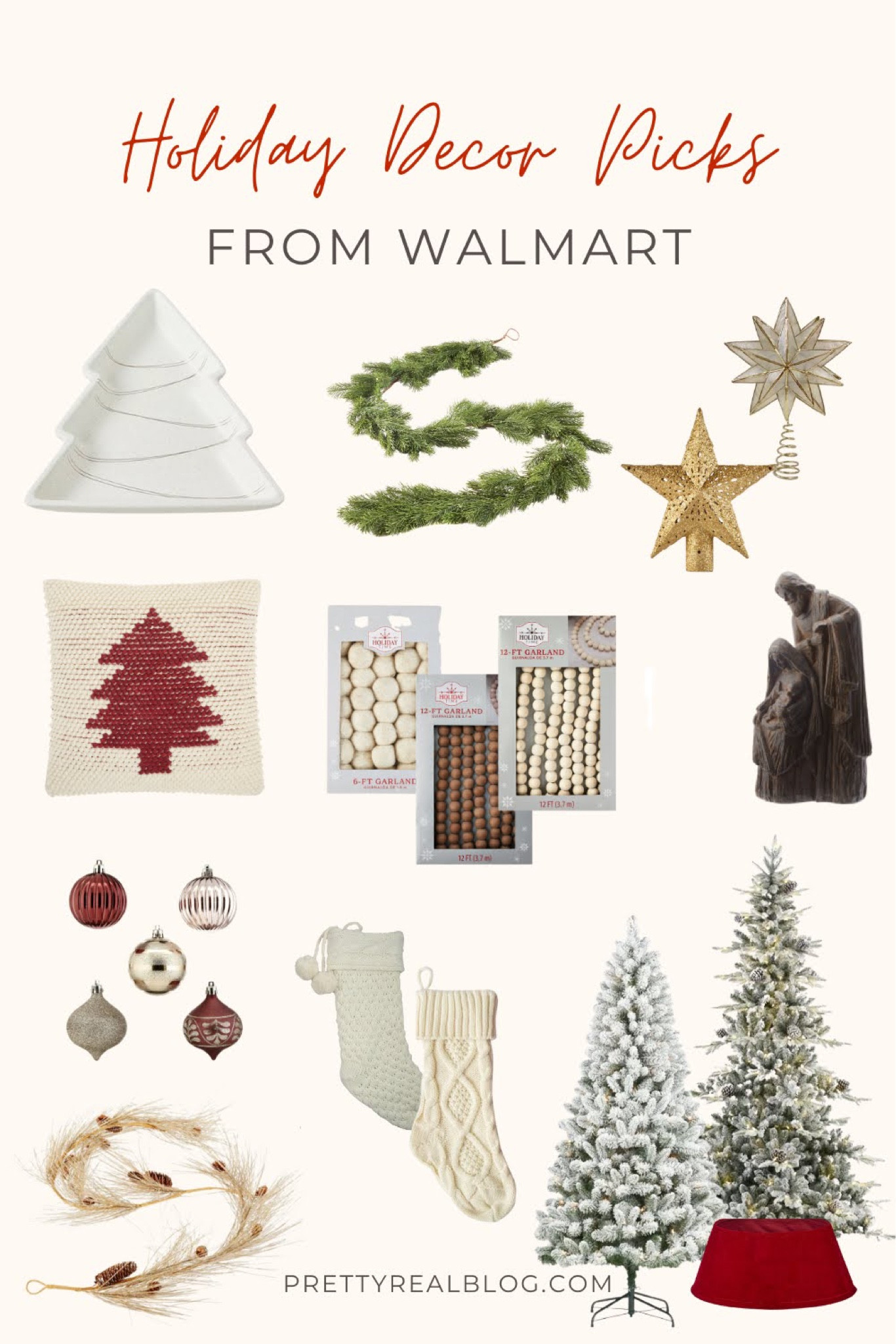 The most unbelievable prices on this fun decor. Wood bead garland, felt tree garland, pine garland, nativity, Christmas tree platter, bronze ornaments, flocked trees, knit stockings, gold star tree topper, capiz tree topper 

#LTKHoliday #LTKhome #LTKSeasonal