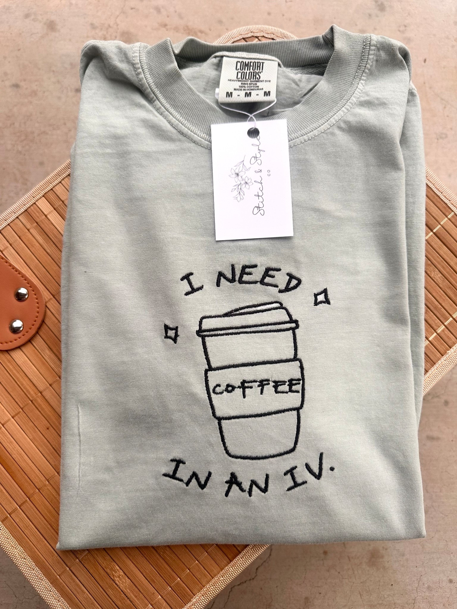 Comfort Colors Coffee Shirt – Embroidered “I Need Coffee in an IV” Tee, Funny Coffee Lover Gift, Caffeine Addict Embroidery T-Shirt


I need coffee in an iv comfort colors embroidered tee 
Comfort colors embroidery Gilmore girls coffee lover  

This cozy Comfort Colors unisex T-shirt is perfect for caffeine lovers who can’t function without their morning cup! Featuring a hand-embroidered coffee cup design with the playful phrase “I Need Coffee in an IV”, this shirt is soft, durable, and effortlessly stylish.

Details:
	•	Brand: Comfort Colors – garment-dyed for a lived-in feel
	•	Color: Sage green (muted light green tone)
	•	Material: 100% ringspun cotton
	•	Design: Black hand embroidery with whimsical coffee cup illustration
	•	Fit: Unisex relaxed fit (sizes available: M – more upon request)
	•	Care: Machine wash cold, tumble dry low for best results



#LTKSeasonal #LTKMidsize #LTKFindsUnder50