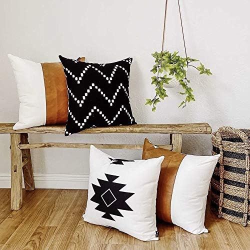 Texture + Ink Boho Pillow Covers Throw Pillow (Covers ONLY) Set of 4 for Sofa, Bed or Couch 100% ... | Amazon (US)