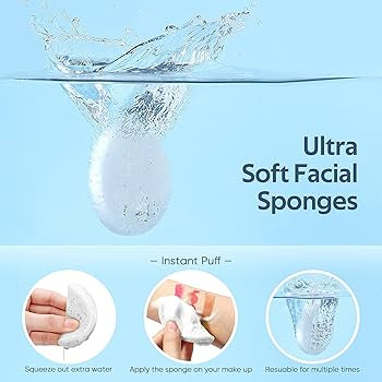 50-Count Compressed Facial Sponges, GAINWELL White Cellulose 100% Natural Cosmetic Spa Sponges fo... | Amazon (US)