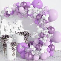 Purple Balloon Garland Kit 140 Pcs, Baby Shower Decorations For Girl With 12 Pcs Butterfly Stickers  | Etsy (US)