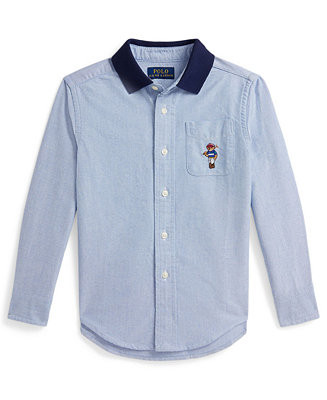 Polo Ralph Lauren Boys 2-7 Polo Bear Oxford Knit-Collar Shirt - Macy's | Macy's