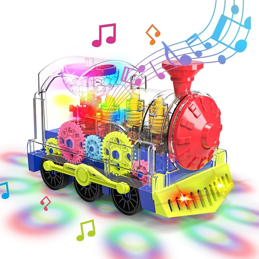 Kizeefun Light Up Train Toy for Toddlers: Transparent Gear Car Toy for Kids with Cool Light and M... | Amazon (US)