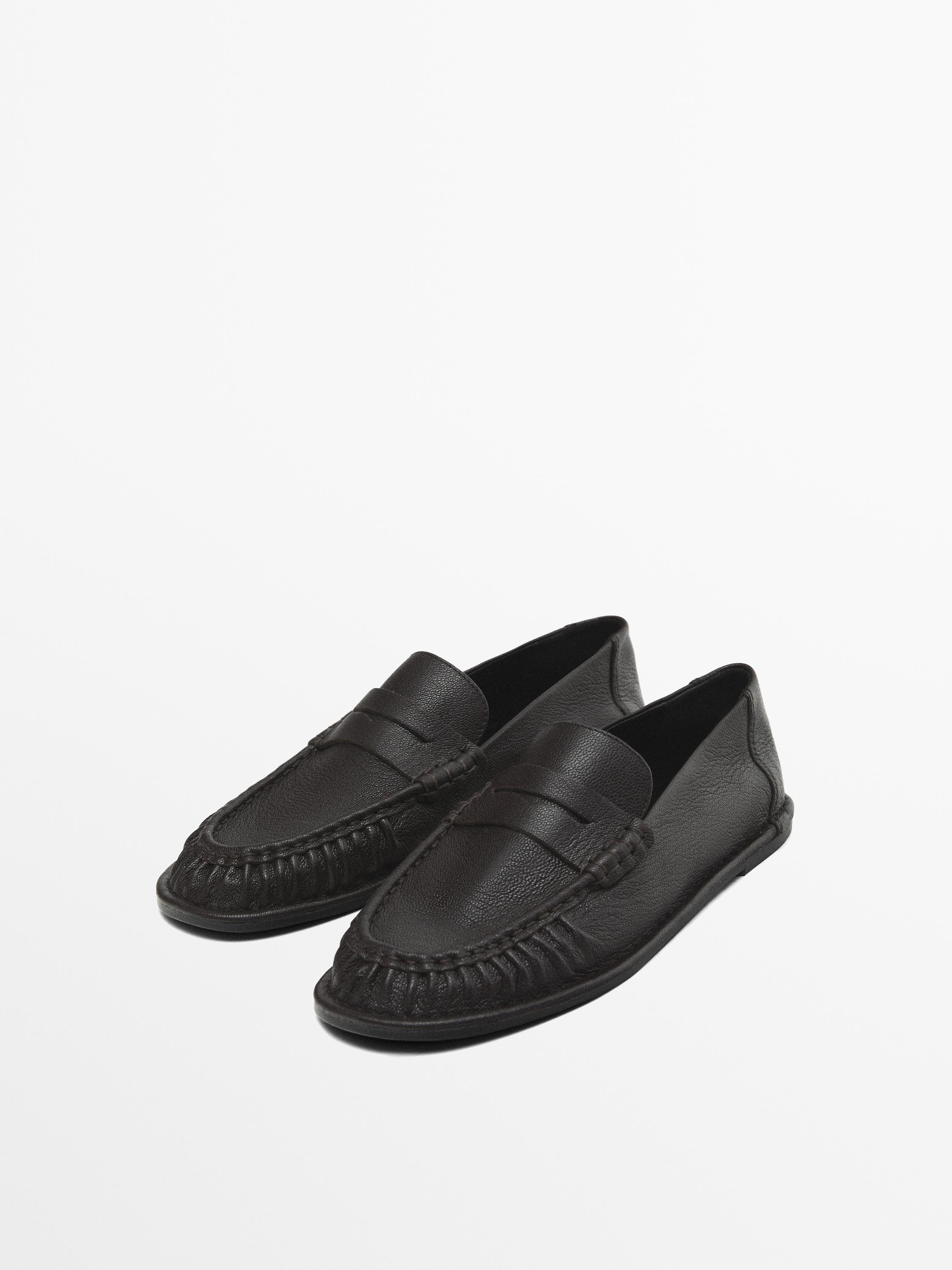 Leather penny loafers | Massimo Dutti US