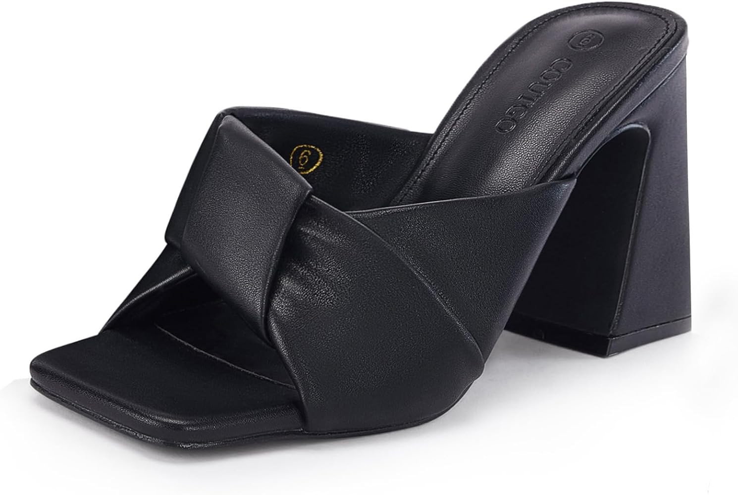 Coutgo Womens Chunky Heeled Mules Puffy Knot Square Open Toe Slip On Sandals Summer Evening Party... | Amazon (US)
