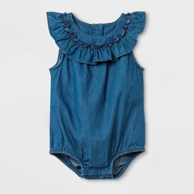 Baby Girls' Denim Romper - Cat & Jack™ Blue | Target