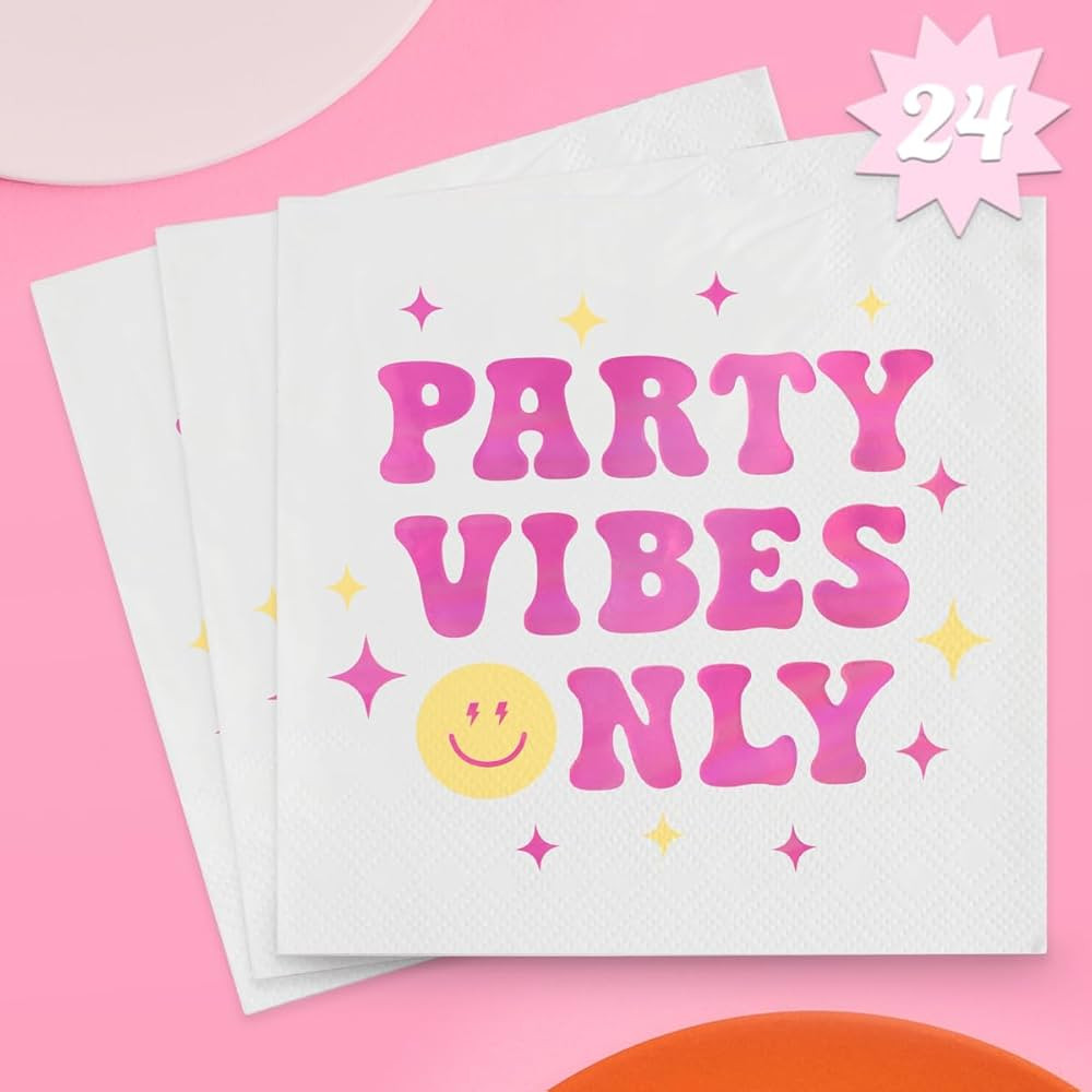 xo, Fetti Party Vibes Only Napkins - 3-ply, 24 pcs | Preppy Party Decorations, Birthdy Party Supp... | Amazon (US)