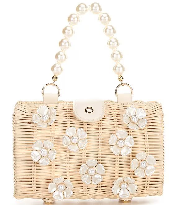 Straw Carrington Pearl Flower Clutch | Dillard's